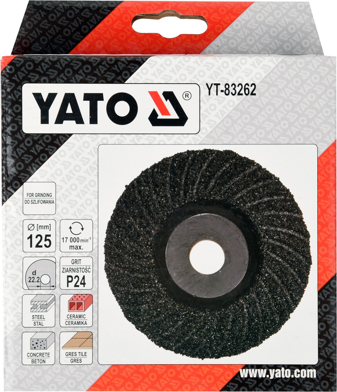 Круг абразивный шлифовальный универсальный 125мм P 24 "Yato" YT-83262 - фото 2 - id-p111783102