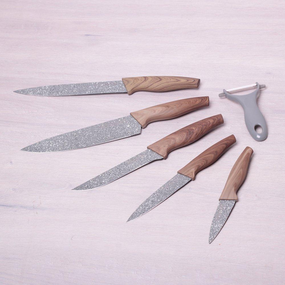 Набор кухонных ножей в подарочной упаковке 6 предметов (5 ножей+пиллер) Kamille 5043 - фото 1 - id-p111780058