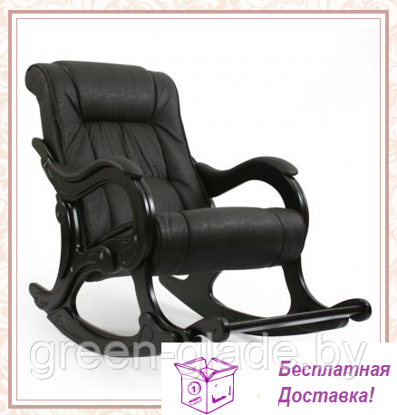 Кресло-качалка с подножкой модель 77 каркас Венге экокожа Дунди-108 (темно-коричневый матовый)