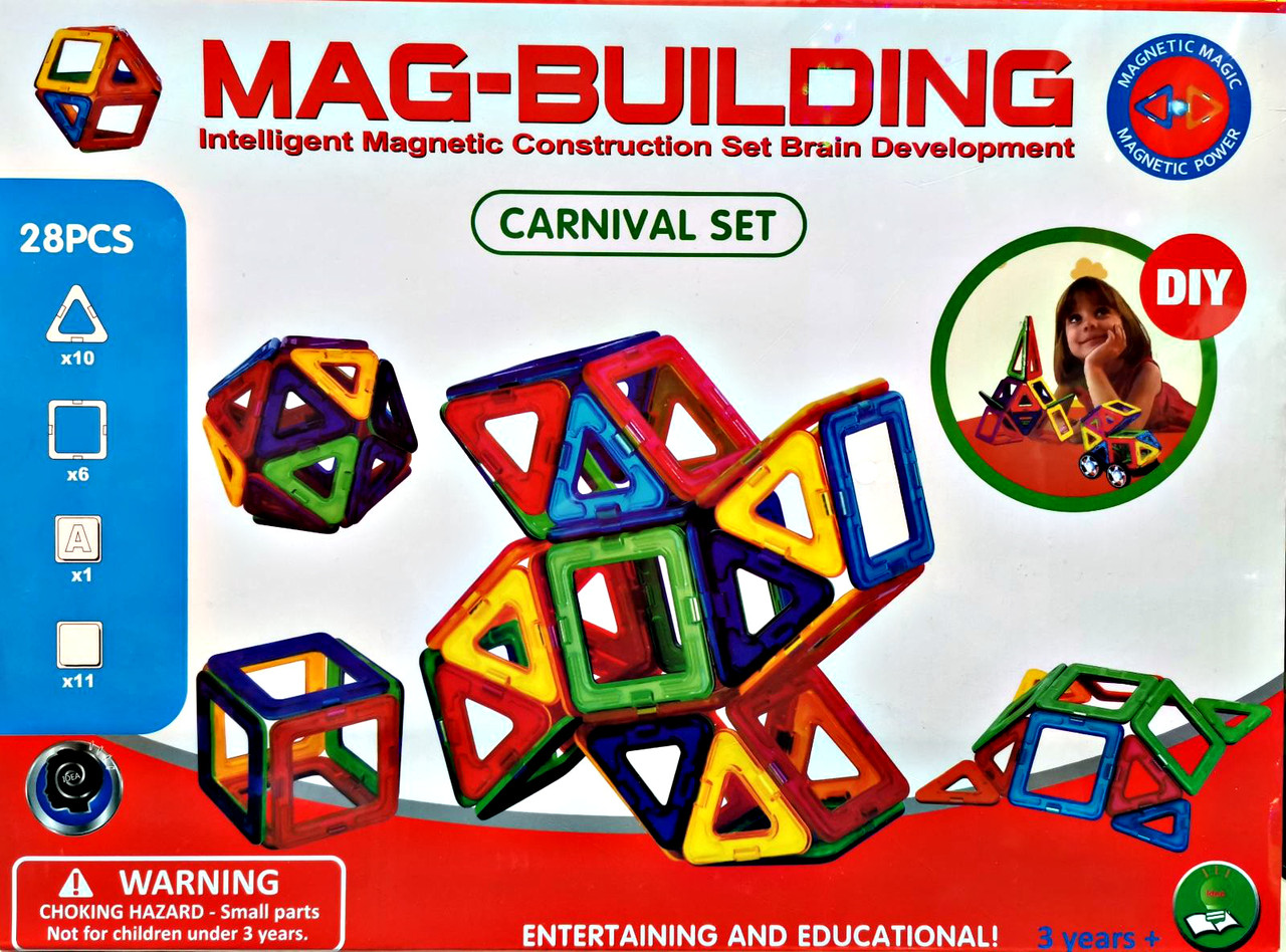 Магнитный конструктор MAG-BUILDING (Маг- бьюлдинг) 28 деталей - фото 1 - id-p111784414