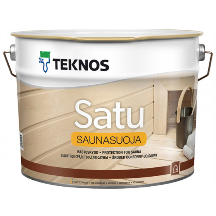 Водоразбавляемое защитное средство (лак) для деревянных поверхностей SAUNA-NATURA SATU Saunasuoja, глянец, 9