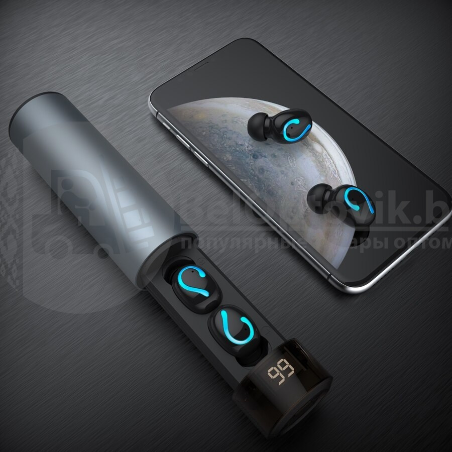 Бинауральные беспроводные Bluetooth мини-наушники HBQ-Q67 TWS Bluetooth V5.0 с зарядным чехлом Серебро - фото 10 - id-p103873131