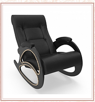 Кресло-качалка модель 4 каркас Венге экокожа Дунди-109 с лозой (черный матовый)