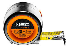Рулетка, стальная лента 5 м x 25 мм, с фиксатором selflock, магнит NEO 67-215