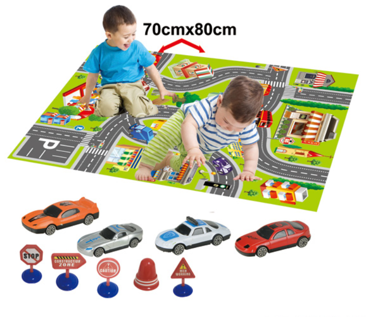 Игровой коврик с машинками и дорожными знаками (70х80 см), арт.Q802-A7