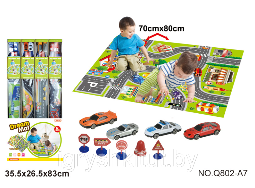 Игровой коврик с машинками и дорожными знаками (70х80 см), арт.Q802-A7 - фото 2 - id-p111870282