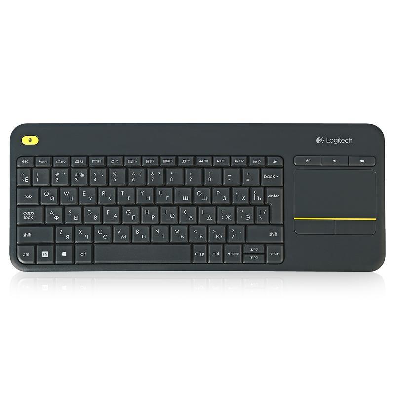 Беспроводная клавиатура Logitech Wireless Touch Keyboard K400 Plus с тачпадом, black, 88 клавиш