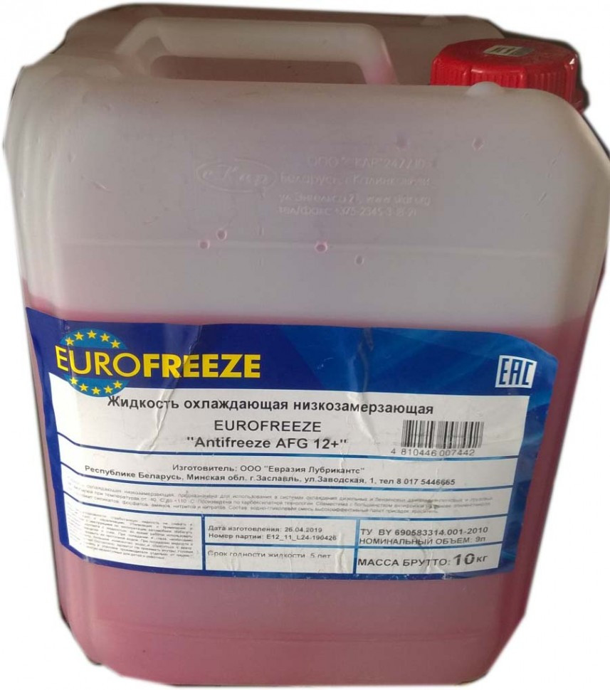 Антифриз Eurofreeze 52294 Antifreeze красный AFG 12+ -35C 9,8кг 8,8л