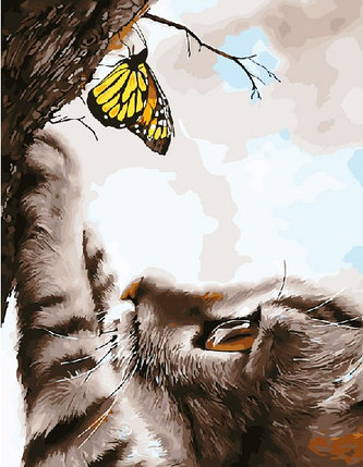 Картина по номерам Котенок и бабочка (PC4050522), фото 2