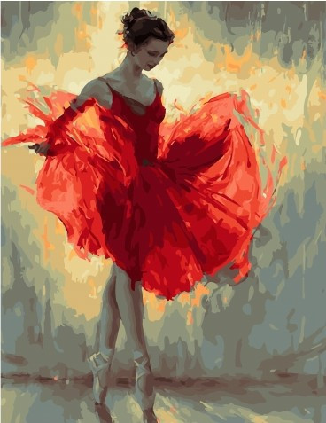 Картина по номерам Балерина в красном платье (PC4050535)