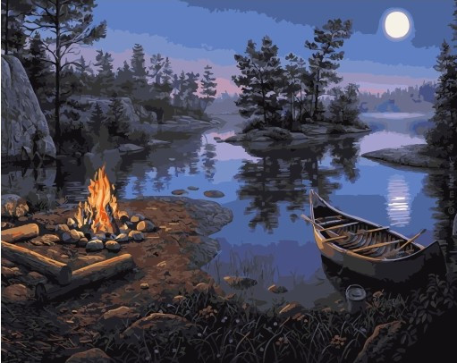 Картина по номерам Ночь на озере (PC4050584) - фото 1 - id-p111913402