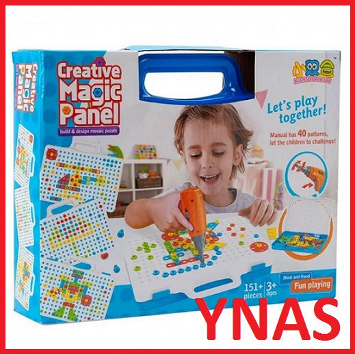 Детский конструктор мозаика с шуруповертом Magic Panel арт.151 развивающие игрушки, 151 деталь - фото 2 - id-p111966185