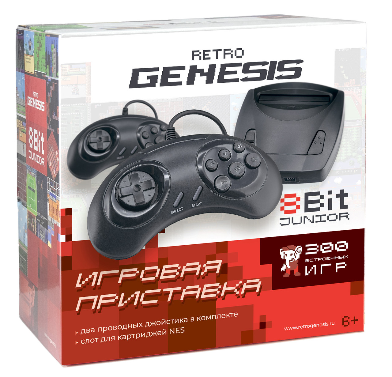 Игровая приставка DENDY Retro Genesis 8 Bit Junior (300 встроенных игр, 8 bit, 2 дж.)