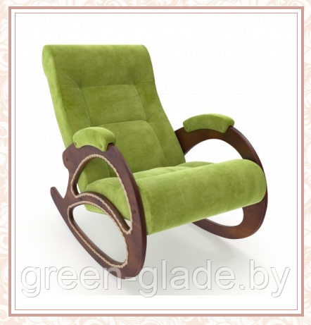 Кресло-качалка модель 4 каркас Орех ткань Verona Apple Green с лозой - фото 1 - id-p66740845