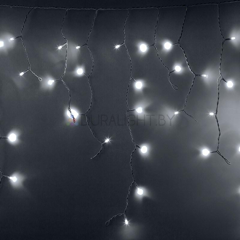 Гирлянда Айсикл (бахрома) светодиодный, 2,4х0,6м, черный провод, диоды Белые, 88 LED