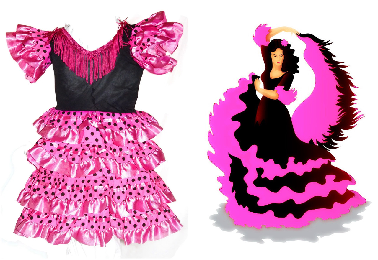 Платье для танцев фламенко на размер 8 (примерно 7-9 лет)