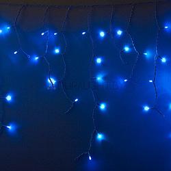 Гирлянда Айсикл (бахрома) светодиодный, 2,4х0,6м, черный провод, диоды Синие, 88 LED