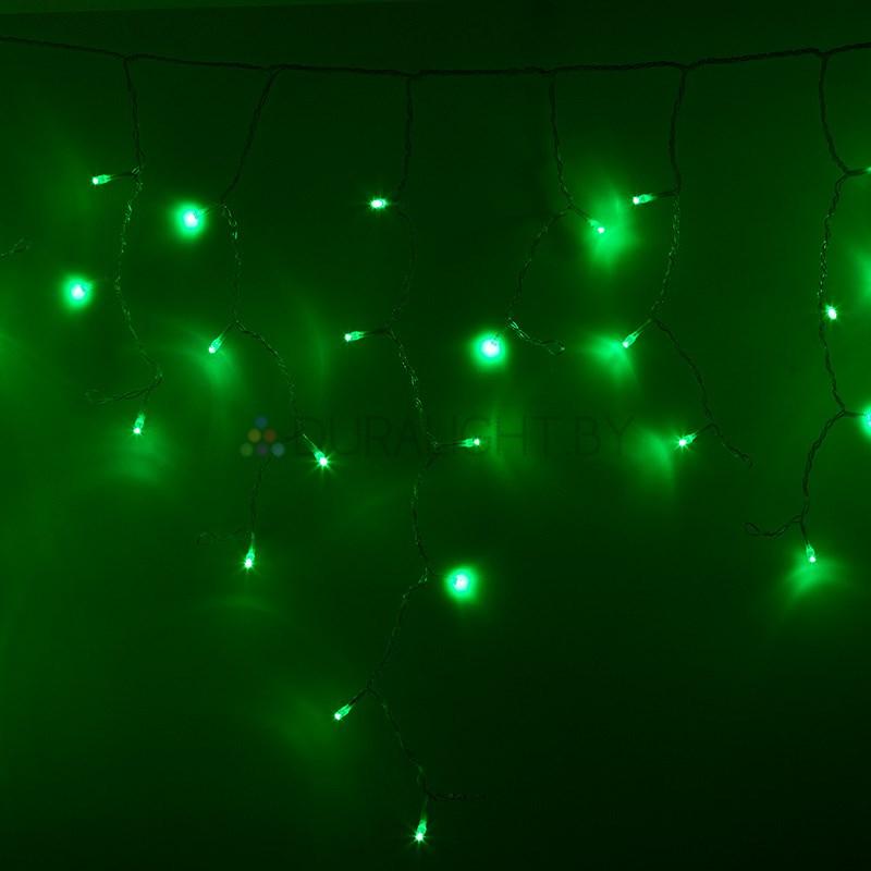 Гирлянда Айсикл (бахрома) светодиодный, 4,8х0,6м, прозрачный провод, диоды Зеленые, 176 LED