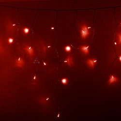 Гирлянда Айсикл (бахрома) светодиодный, 4,8х0,6м, черный провод, диоды Красные, 176 LED