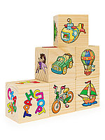 Ассоциации на кубиках №3 (фигуры, обувь, дикие жив-е, транспорт, еда, сказки, 6 куб-в), фото 1