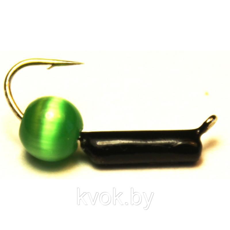 Мормышка вольфрамовая с шариком зеленым "Столбик" 1.5 мм, 0.15 гр. - фото 1 - id-p112095684