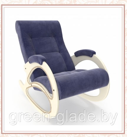 Кресло-качалка модель 4 каркас Дуб шампань ткань Verona Denim Blue с лозой