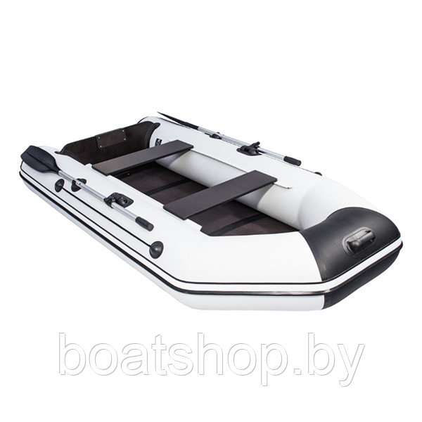 Надувная моторно-килевая лодка Аква 2800 слань-книжка киль светло-серый/черный - фото 4 - id-p112096644