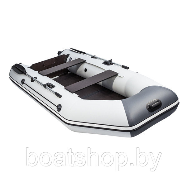 Надувная моторно-килевая лодка Аква 2900 слань-книжка киль светло-серый/графит - фото 4 - id-p112096745
