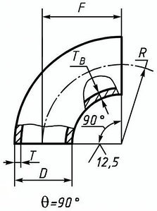 Отвод стальной П 90˚ 630х9 Ст20 ГОСТ 30753-2001