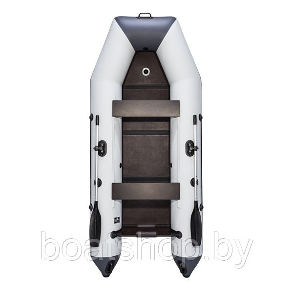 Надувная моторно-килевая лодка Аква 3200 слань-книжка киль cветло-серый/графит