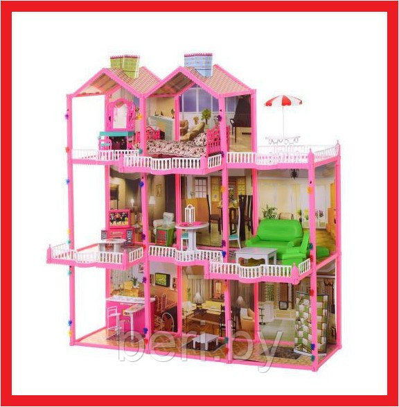 6992 Домик для кукол Барби, игровой кукольный домик FASHION DOLL HOUSE, 245 предметов, 109 см, свет