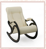 Кресло-качалка модель 7 каркас Венге экокожа Дунди-112 кремовая-матовая