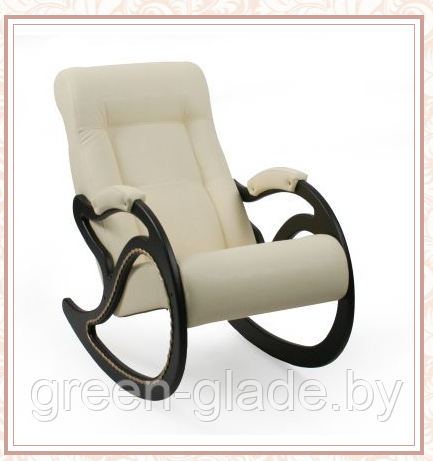 Кресло-качалка модель 7 каркас Венге экокожа Дунди-112 кремовая-матовая - фото 1 - id-p23820066