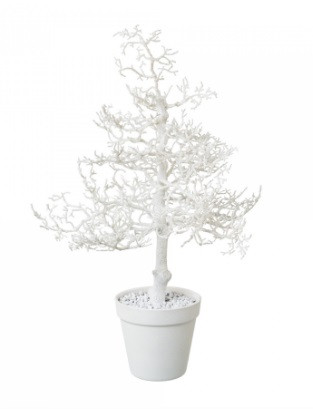 Дерево искусственное, заснеженное, в горшке, 44см, белый