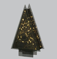 Елочка стеклянная с гирляндой, 22 см, черный