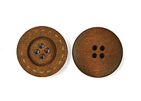 Пуговицы деревянные TBY BT.WD.667 цв.коричневый 40L-25мм, 4 прокола