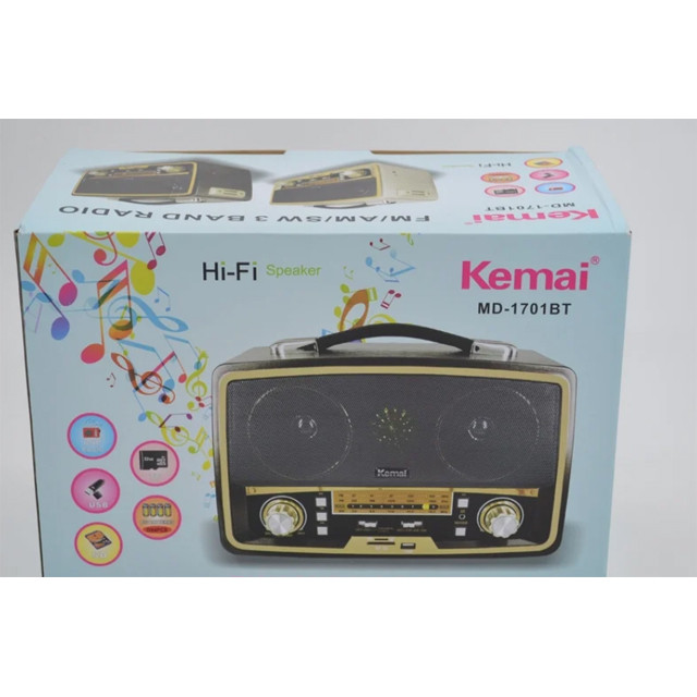 Радиоприёмник Ретро Kemai MD-1701BT USB+SD аккумулятор - фото 2 - id-p112140801