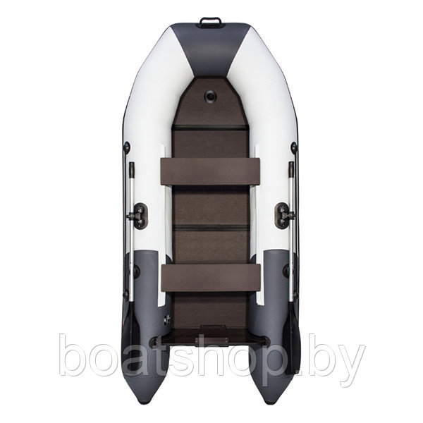 Надувная моторно-килевая лодка Таймень NX 2850 Слань-книжка киль "Комби" светло-серый/графит, фото 1