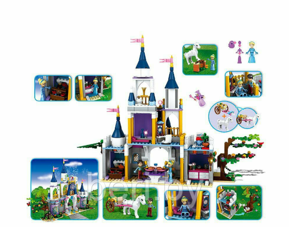 70224 Конструктор Decool "Волшебный замок Золушки", 594 детали, Аналог Lego Disney Princess 41154 - фото 5 - id-p112154948