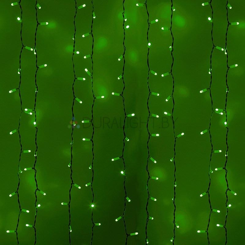 Гирлянда "Светодиодный Дождь" 2х3м, эффект мерцания, белый провод, 230 В, диоды Зеленые, 760 LED