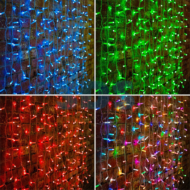 Гирлянда "Светодиодный Дождь"LED-FRCL-37, 2х3м, постоянное свечение, белый провод, диоды Красные, 740 LED