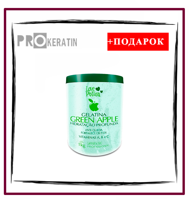 Коллагеновый восполнитель LOVE POTION Gelatina Green Apple 1000 ml