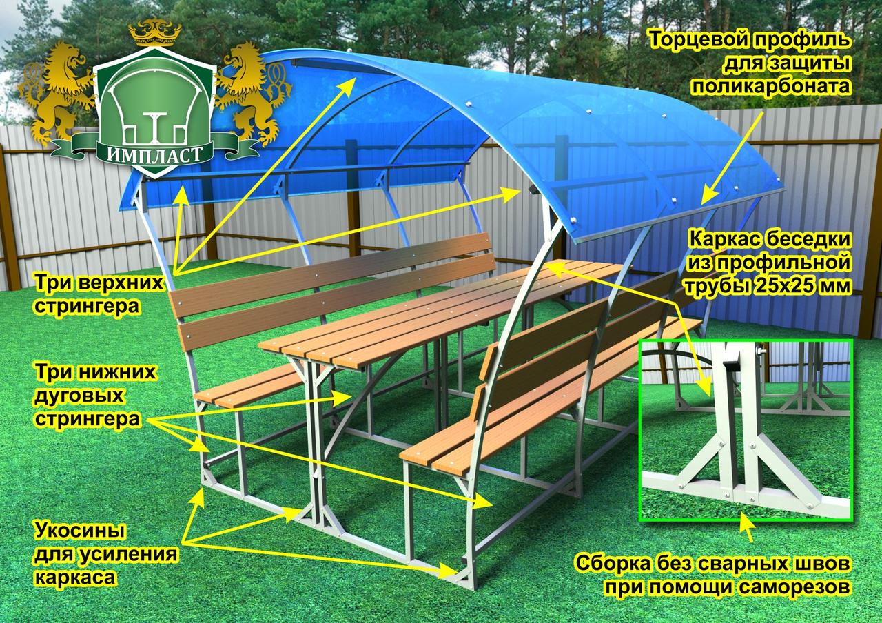 Беседки садовые (металлические) Импласт 3 метра (не сварная труба 25х25). Доставка. - фото 3 - id-p112325627