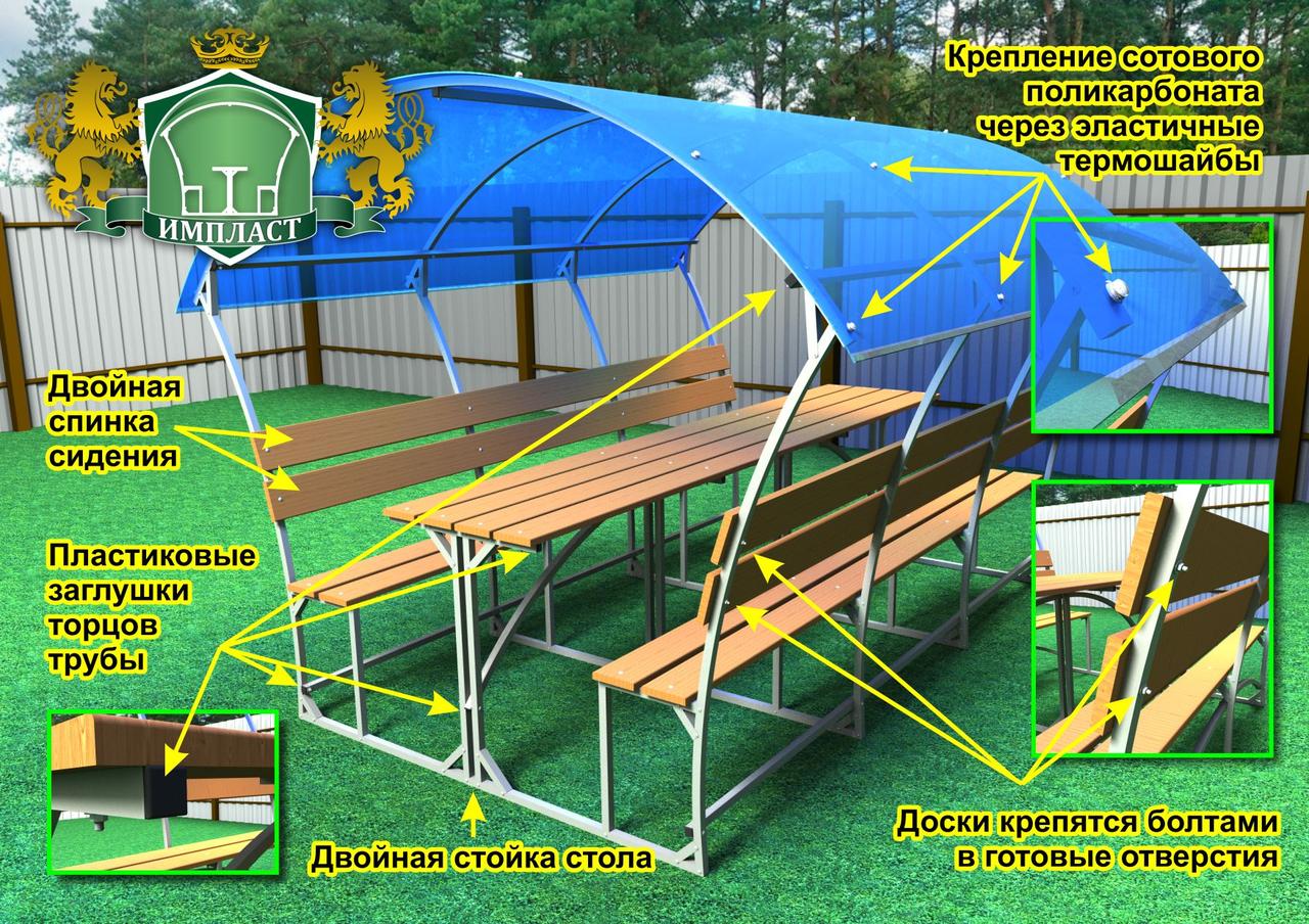Беседки садовые (металлические) Импласт 3 метра (не сварная труба 25х25). Доставка. - фото 4 - id-p112325627