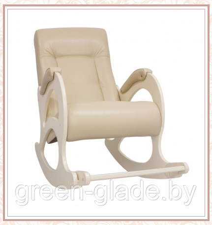 Кресло-качалка с подножкой модель 44 каркас Дуб шампань экокожа Polaris Beige без лозы