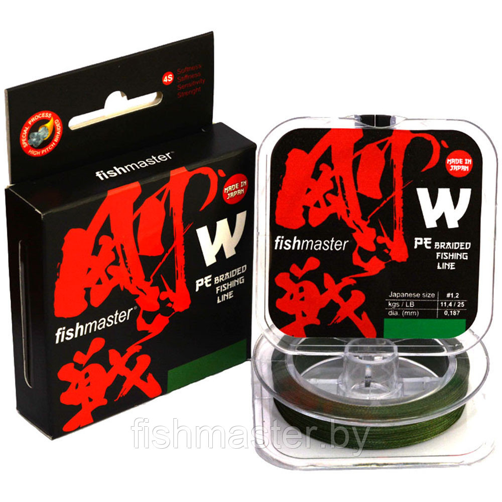 ПЛЕТЕНЫЙ ШНУР W4 PE Moss Green 100м, 0,242мм, 15,9кг