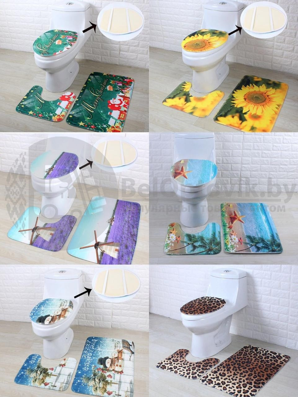 Набор ковриков для ванны и туалета 3 шт Bath Mat Set (45.00 х 72 .00 см., 37.50 х 45.00 см. 44.00 х 37.00 см.) - фото 3 - id-p112451681