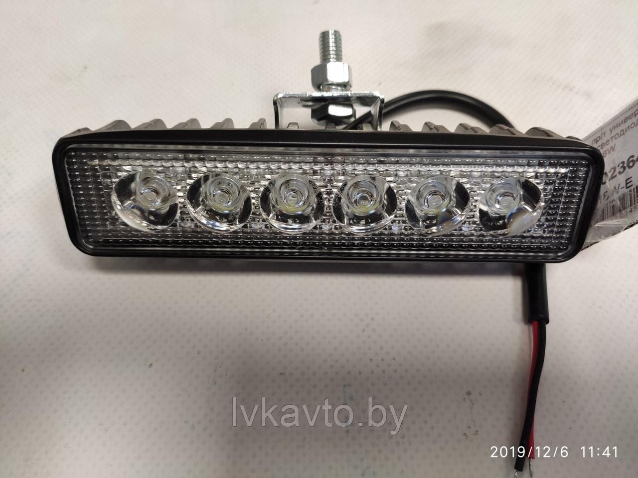 Фара пр/т универ. круглая 18W 6 LED, 9-40V,  153*40*38 мм