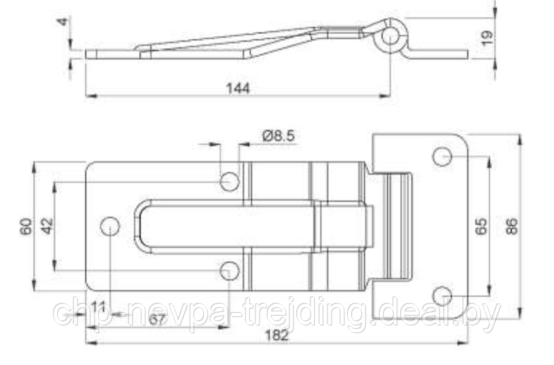 Петля боковой двери фургона нержавейка 182 мм - фото 2 - id-p112541873