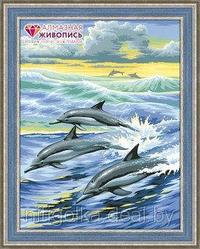 Алмазная живопись "Семья дельфинов"